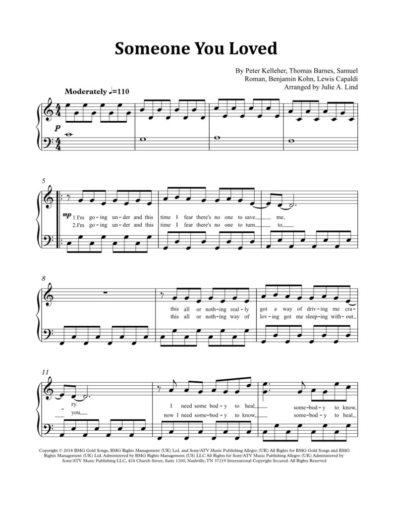 Someone You Loved - Piano