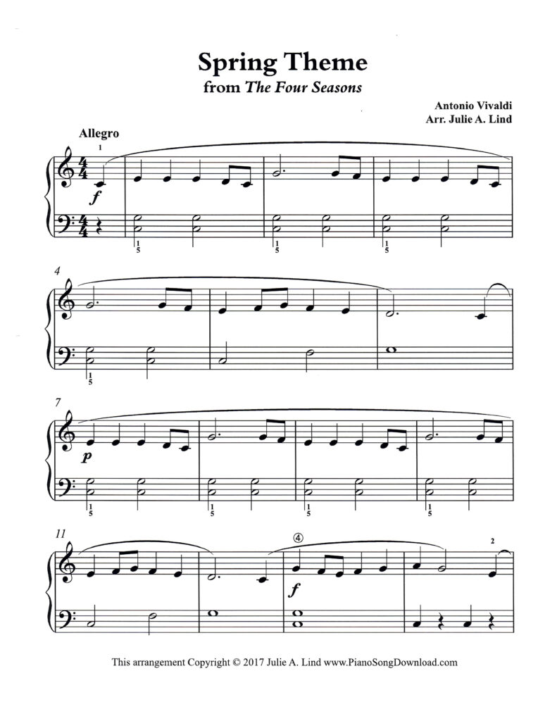 Spring Theme from The Four Seasons Level 2 piano sheet music
