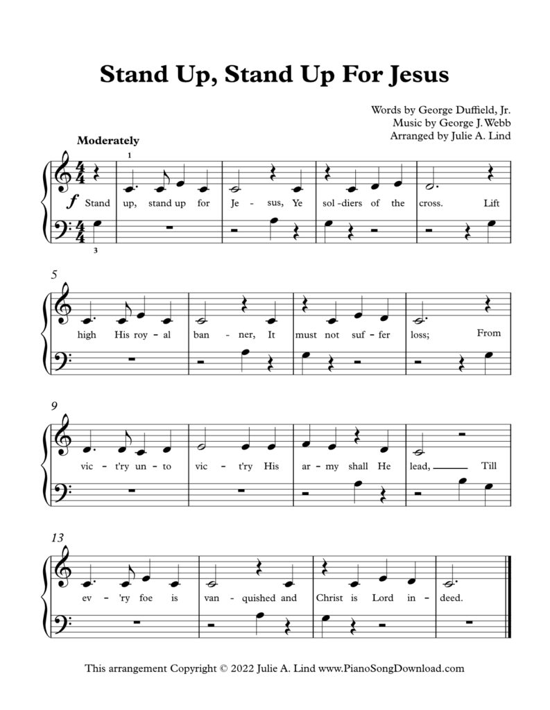 Stand Up Stand Up for Jesus Level 1 piano sheet music