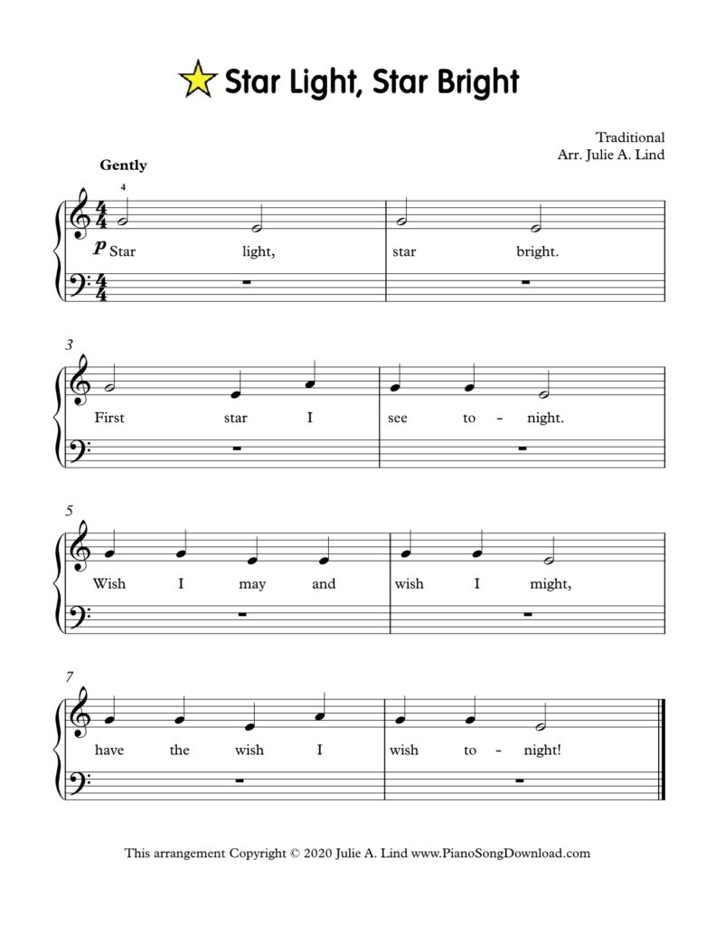 Star Light Star Bright right-hand-only Level 1 piano sheet music