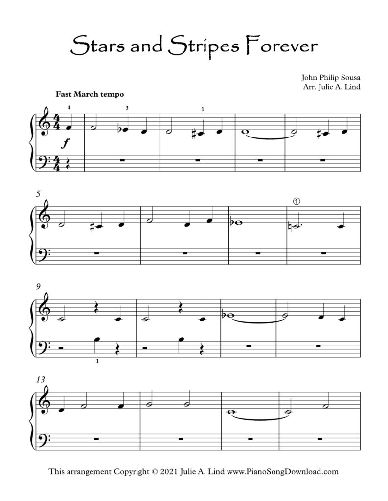 Stars and Stripes Forever Level 2 piano sheet music by John Philip Sousa