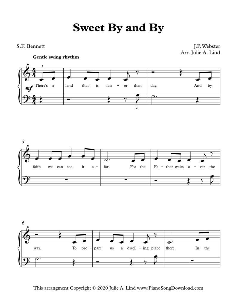 Sweet By and By Level 1 piano sheet music