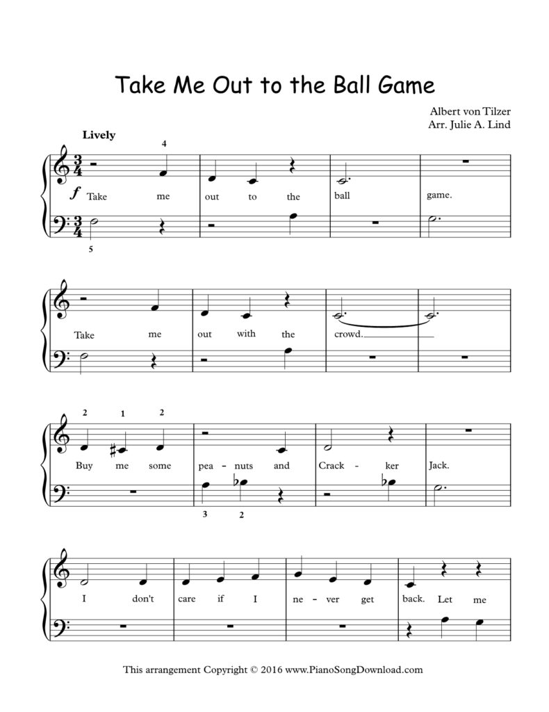 Take Me Out to the Ball Game Level 1 piano sheet music
