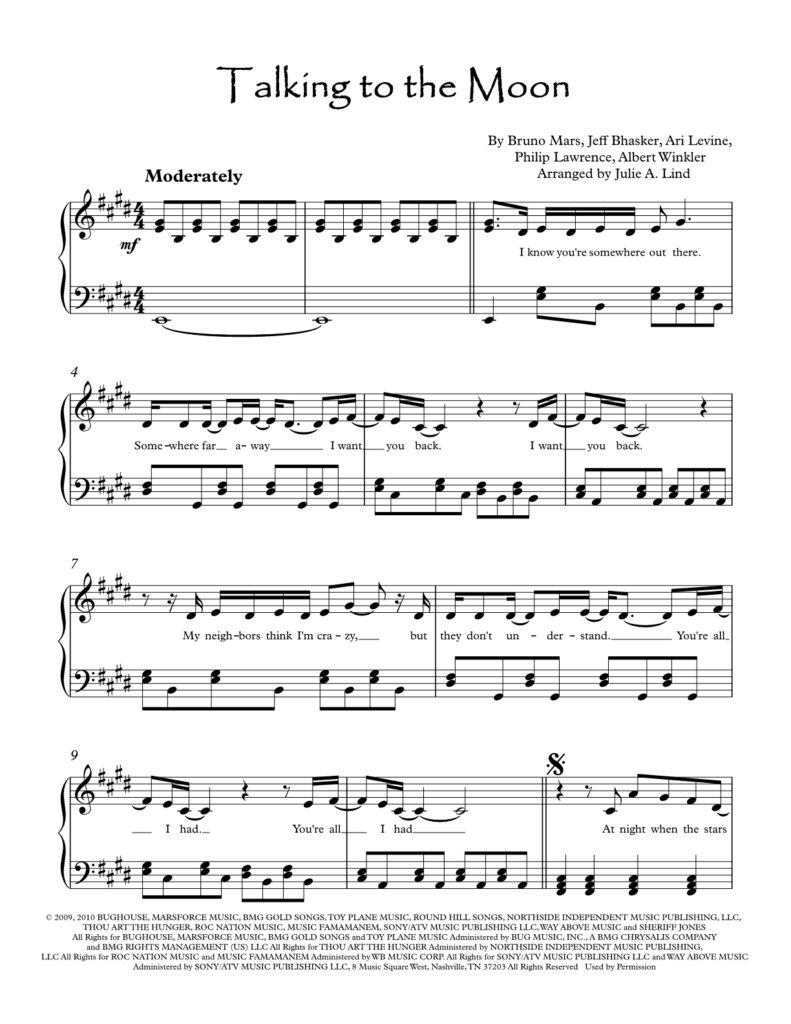 Talking to the Moon - piano