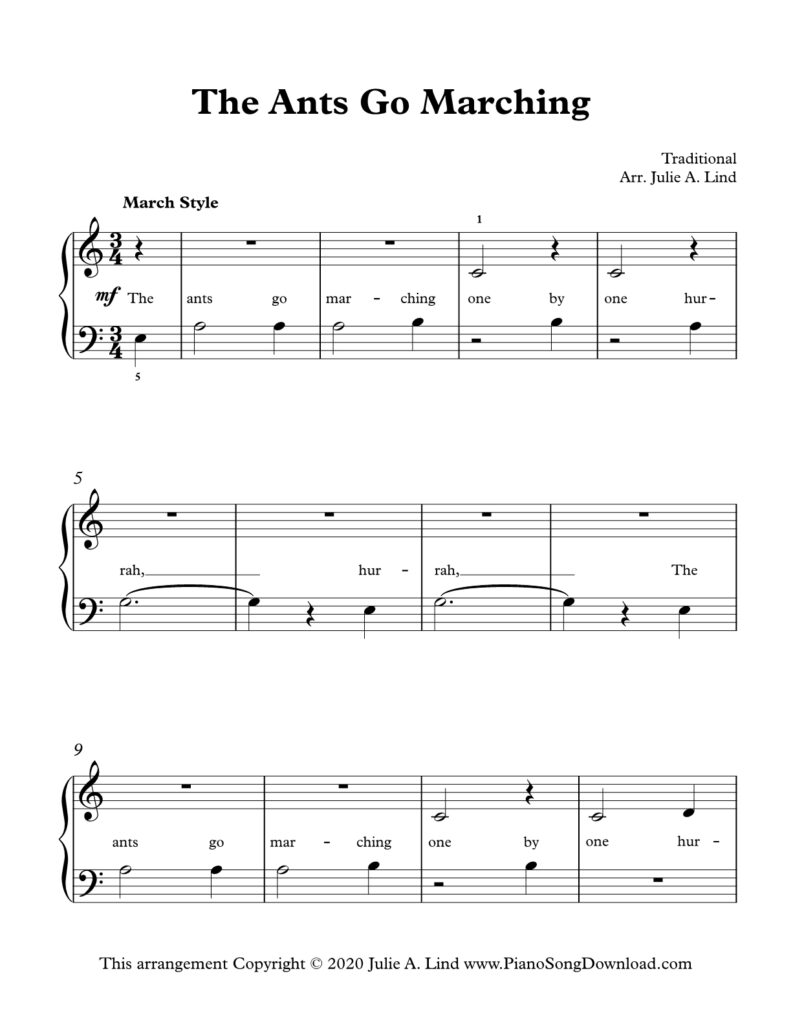 The Ants Go Marching Level 1 piano sheet music