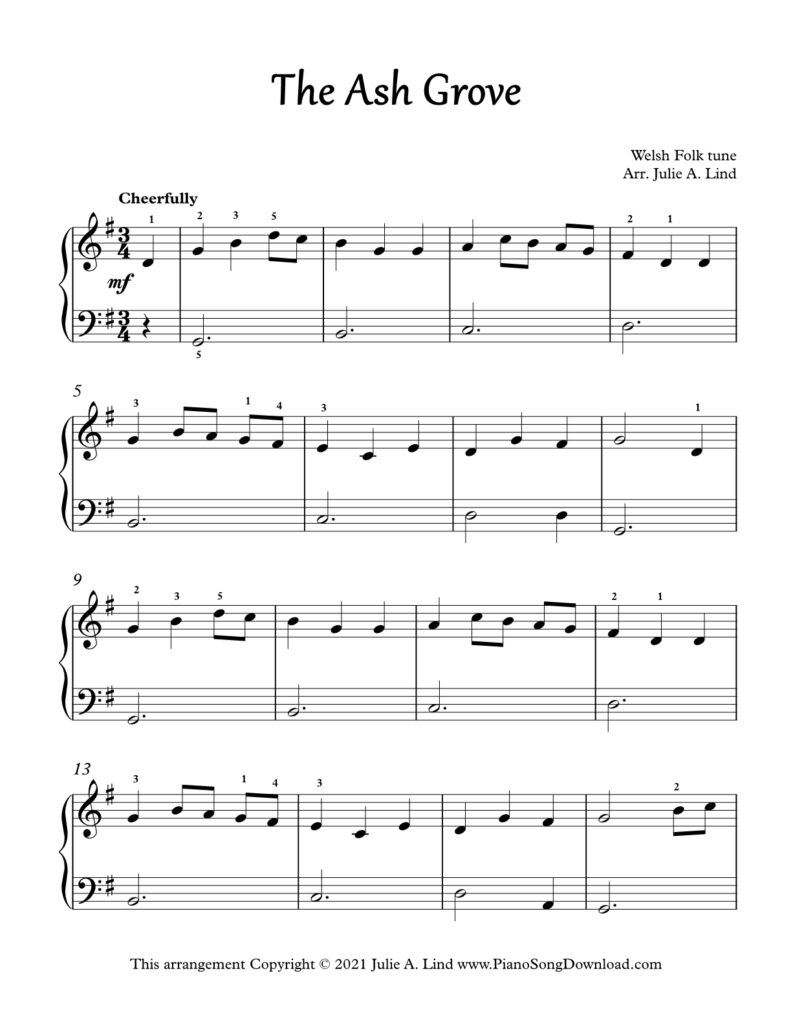 The Ash Grove Level 3 piano arrangement