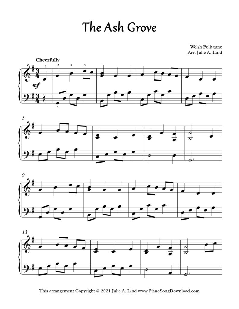 he Ash Grove intermediate piano arrangement