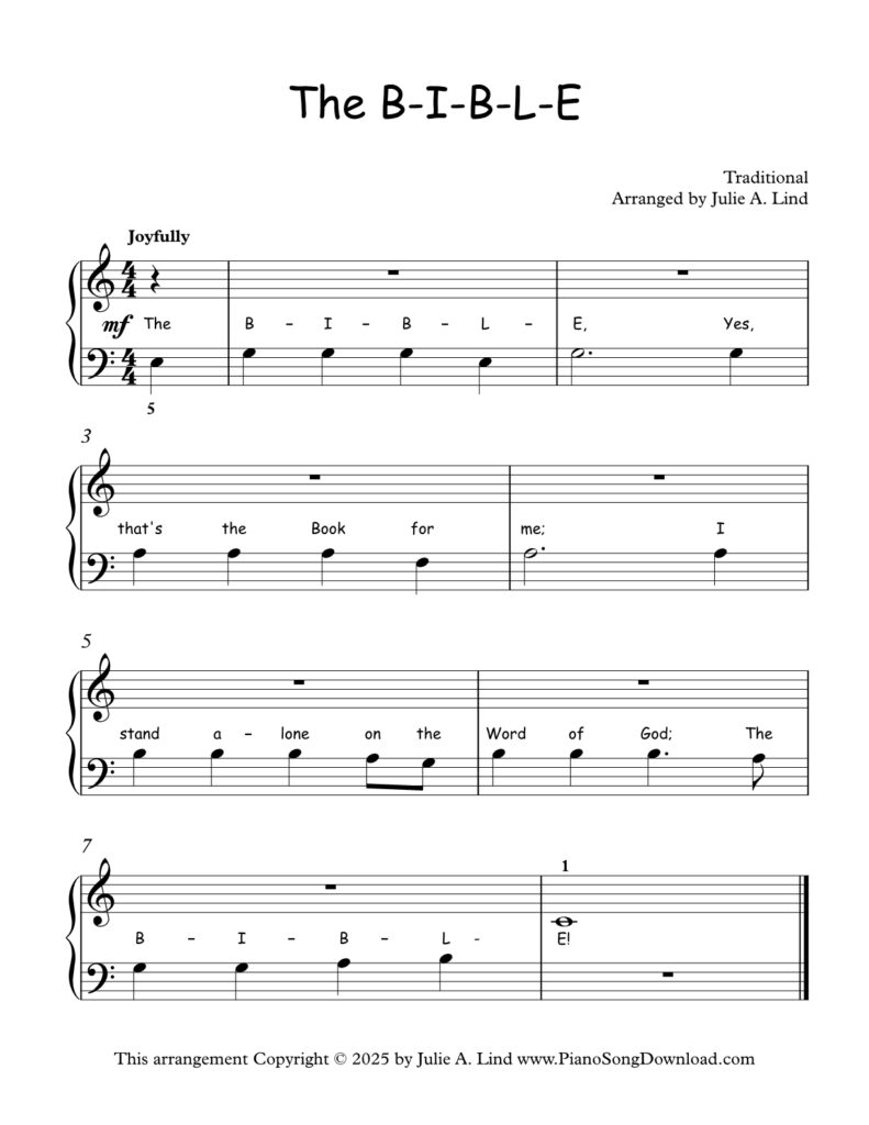 The B-I-B-L-E Level 1 piano sheet music