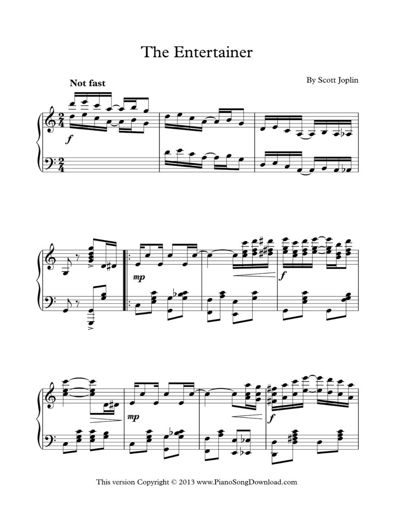 he Entertainer original Scott Joplin ragtime piano sheet music