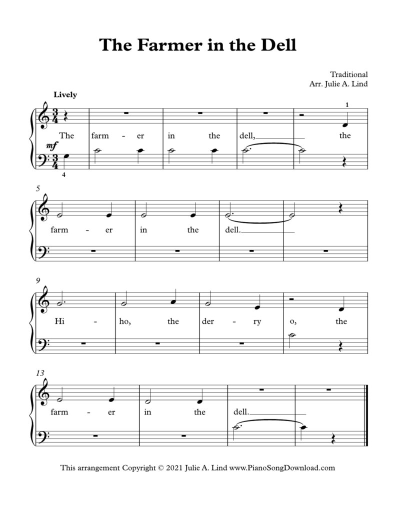 The Farmer in the Dell Level 1 piano sheet music