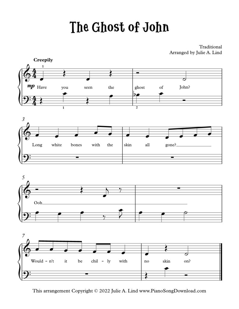 The Ghost of John Level 1 Halloween piano sheet music
