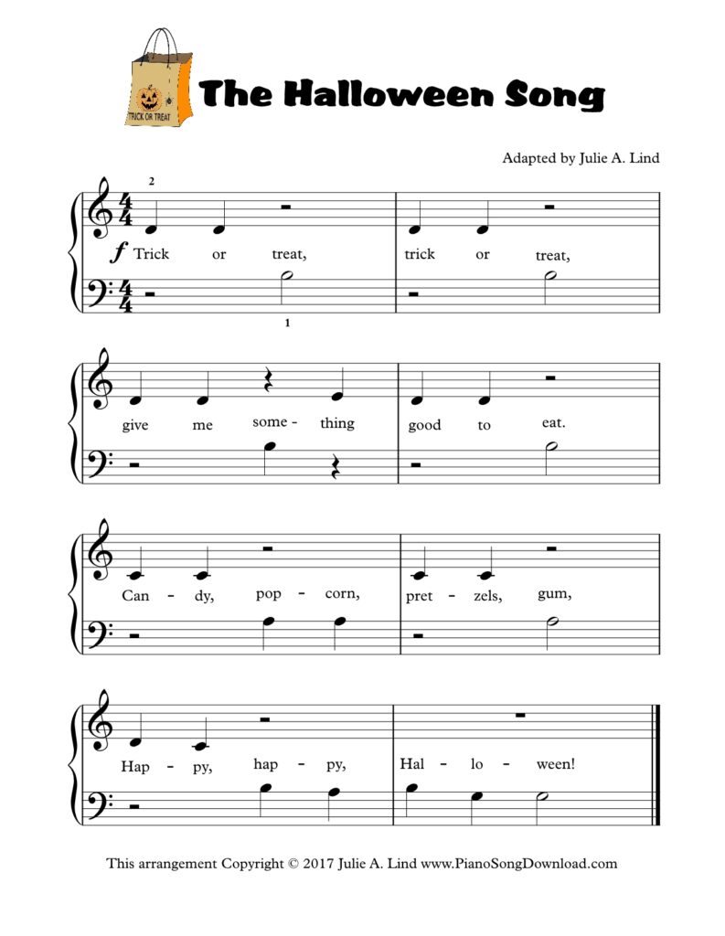 The Halloween Song Level 1 Halloween piano sheet music by Julie Lind