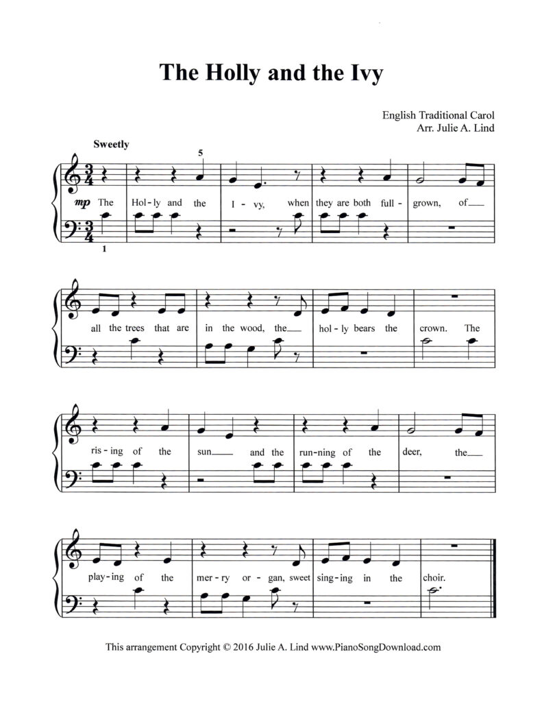The Holly and the Ivy Level 1 Christmas piano sheet music