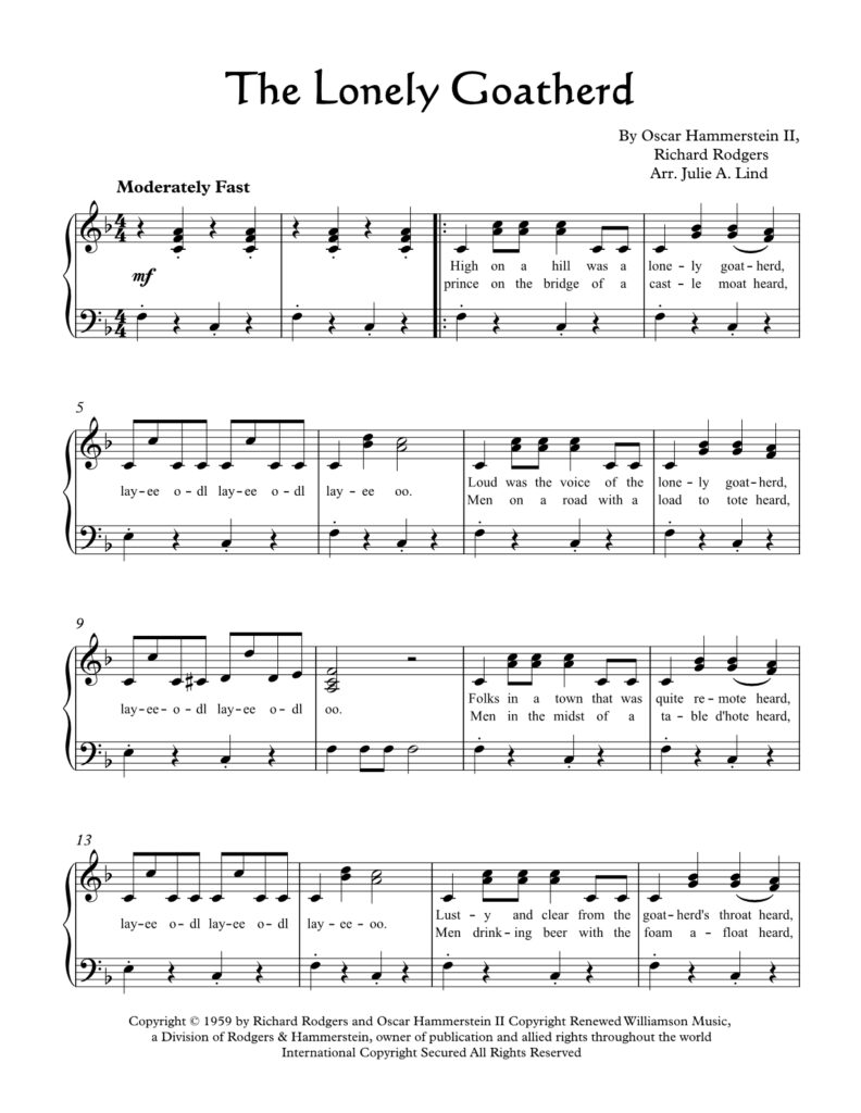 The Lonely Goatherd - Piano