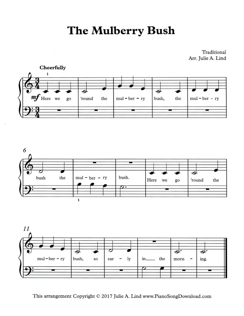 The Mulberry Bush easy piano sheet music