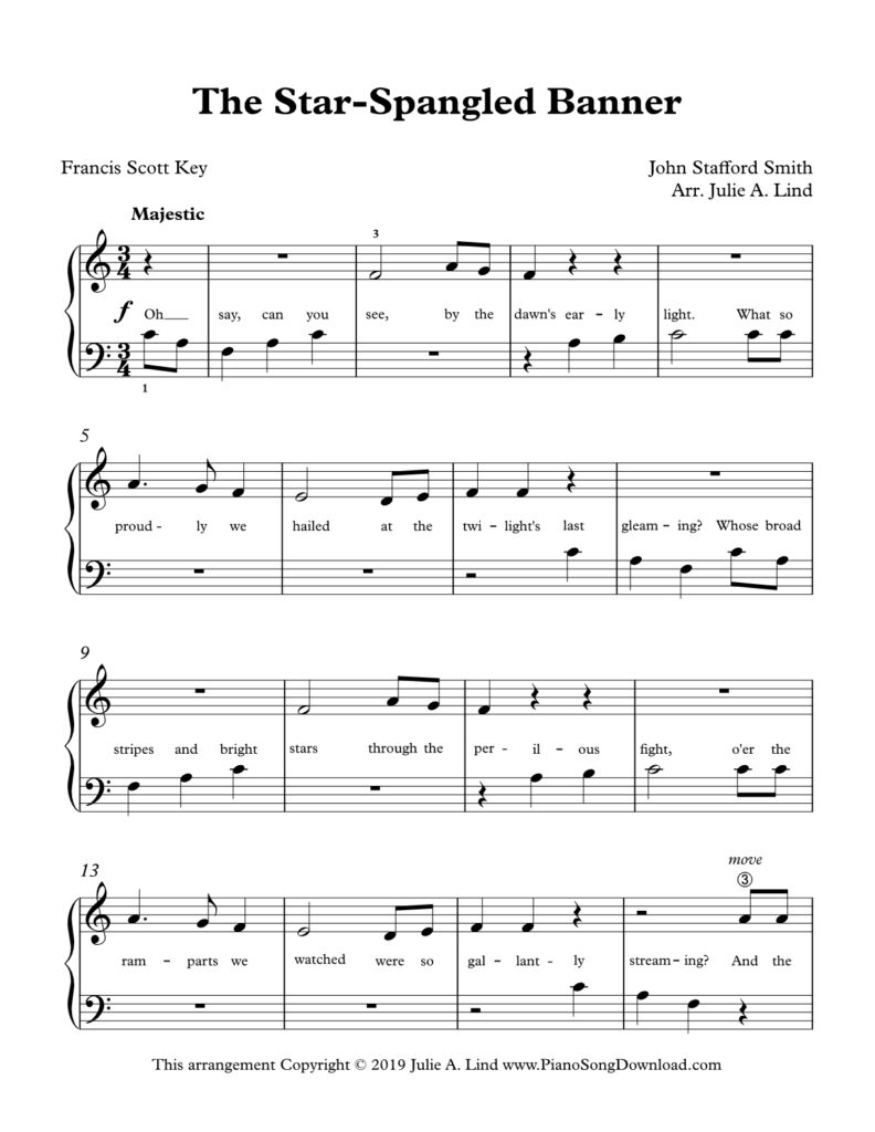 The Star-Spangled Banner Level 1 piano sheet music