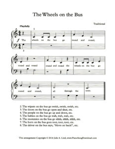 The Wheels on the Bus Level 1 piano sheet music