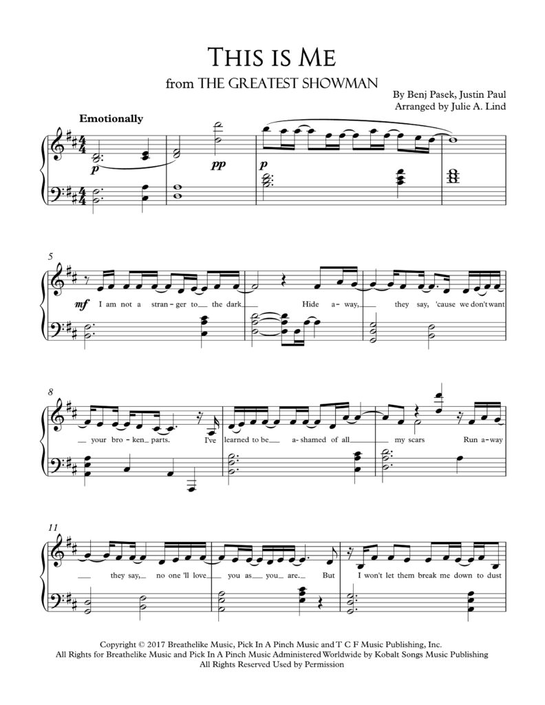 This Is Me -The Greatest Showman - Piano