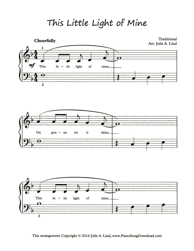 This Little Light of Mine Level 2 piano sheet music in F Major