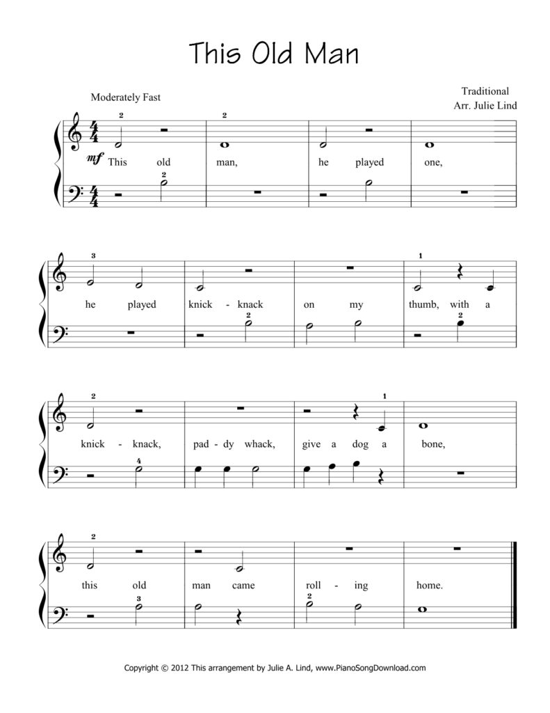 This Old Man Level 1 piano sheet music with tutorial