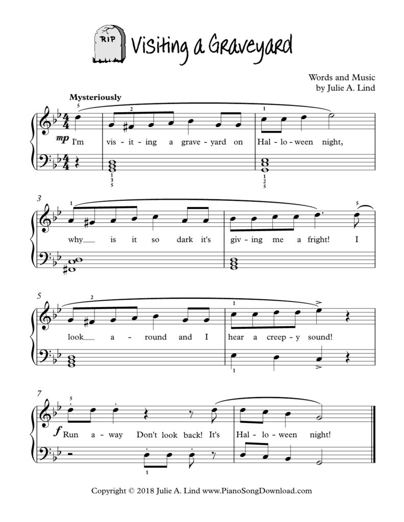 Visiting a Graveyard Level 3 Halloween piano solo in C minor