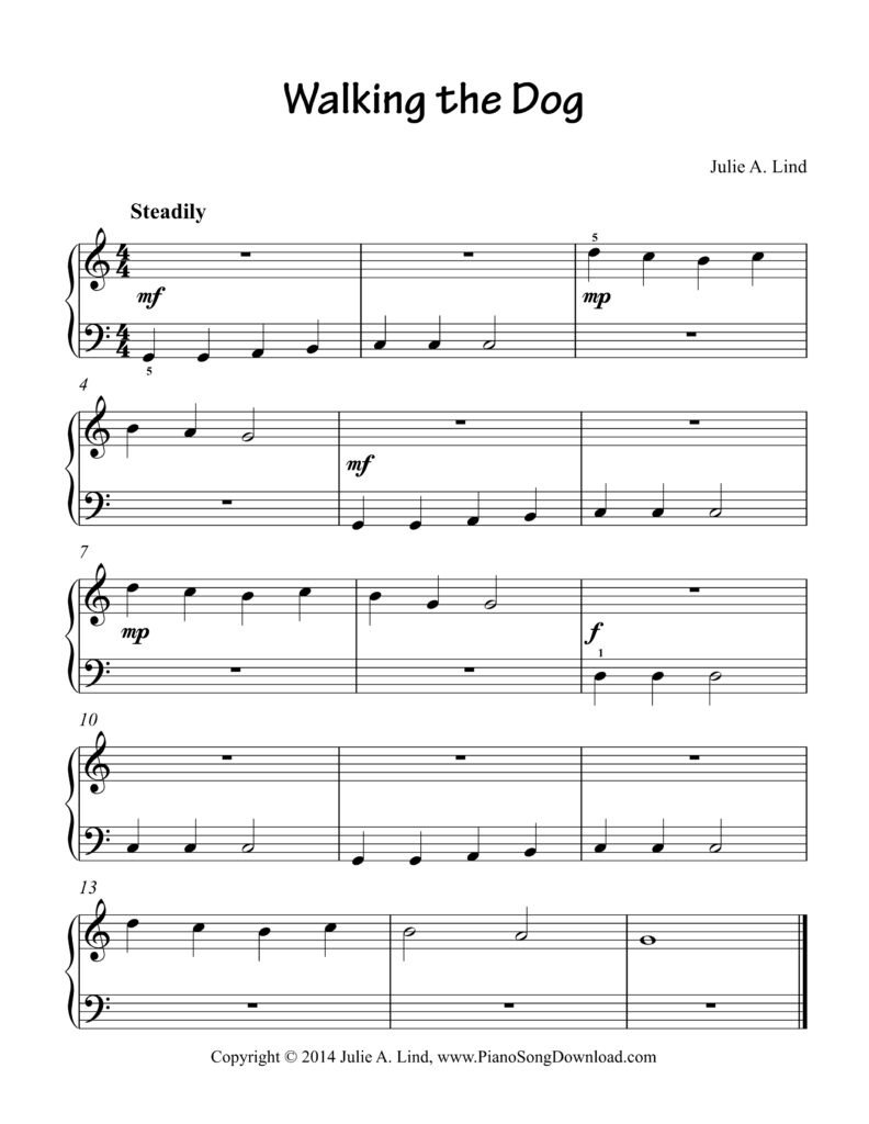 Walking the Dog Level 1 original piano solo in G Position