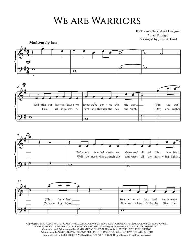 We Are Warriors - Piano