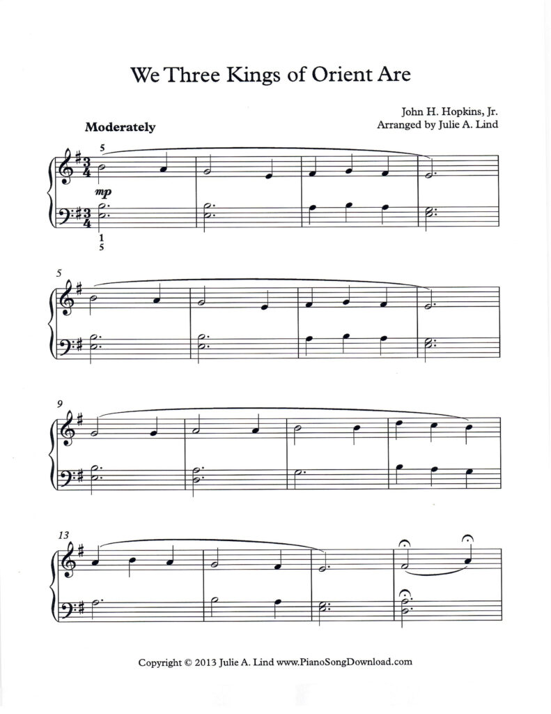 We Three Kings of Orient Are Level 3 Christmas piano arrangement