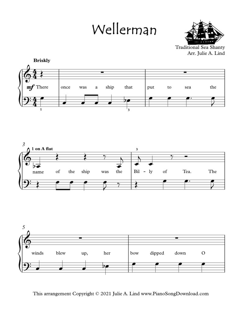 Wellerman Sea Shanty Level 2 piano sheet music