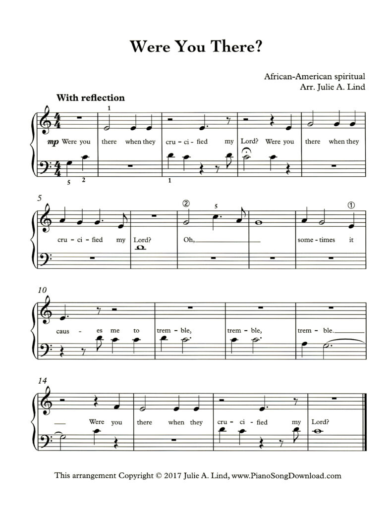 Were You There Level 1 piano sheet music with lyrics and tutorial