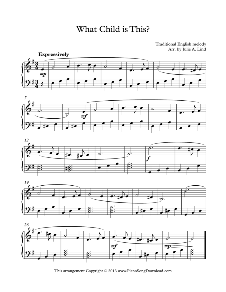 What Child Is This Level 3 piano arrangement