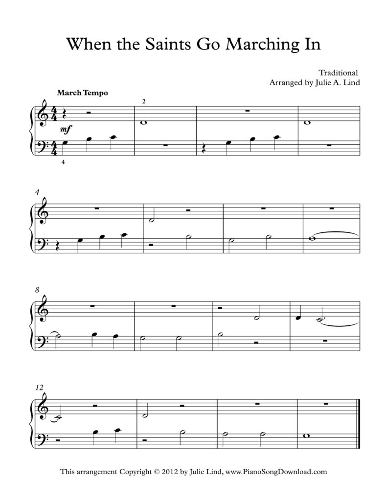 When the Saints Go Marching In Level 1 piano sheet music