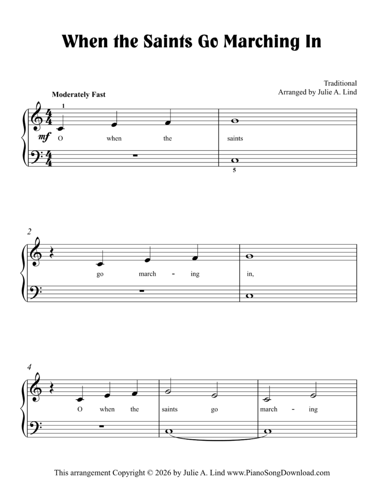 When the Saints Go Marching In hands together Level 1B piano sheet music