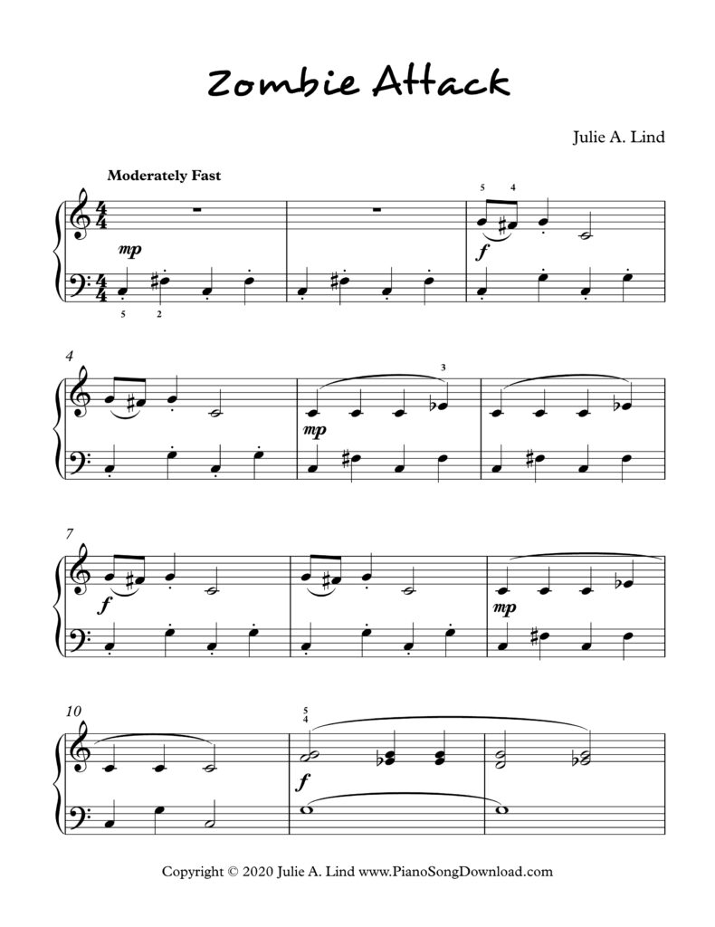 Zombie Attack Level 2 Halloween piano solo by Julie Lind