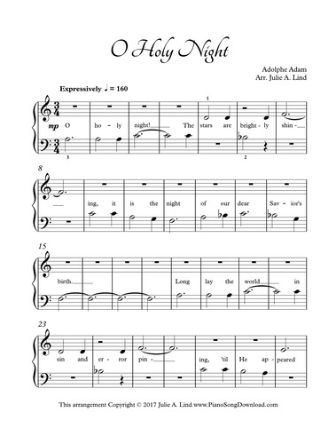O Holy Night Free Easy Piano Christmas Sheet Music With Lyrics
