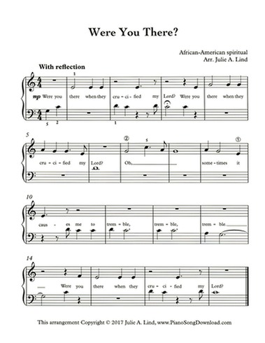 Were You There? Free easy Lent hymn arrangement for piano with lyrics