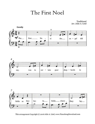 The First Noel : Free easy Christmas piano sheet music ...
