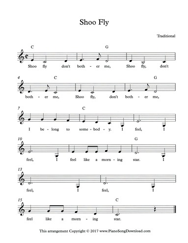 Shoo Fly: Free Lead Sheet with melody, chords and lyrics!