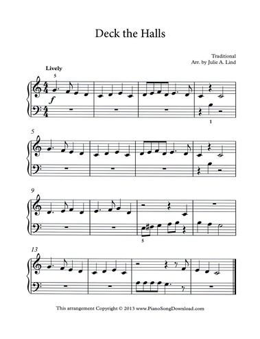 Deck The Halls Free Easy Piano Sheet Music