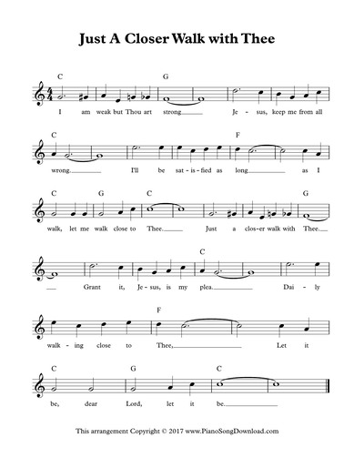 Just A Closer Me: free lead sheet with melody, chords and lyrics