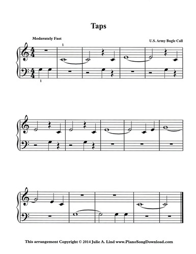 Taps: free easy PDF piano sheet music