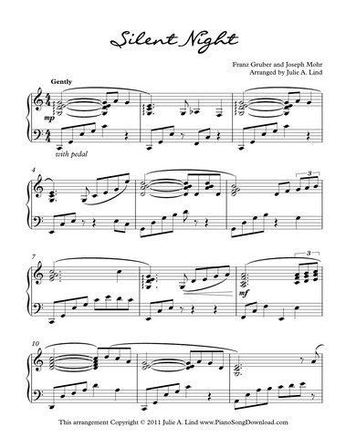 Silent Night - late beginner/elementary Christmas piano sheet music solo -  Melody Payne - Music for a Lifetime
