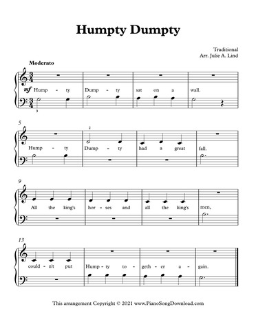 Humpty Dumpty - Free Easy Piano Sheet Music