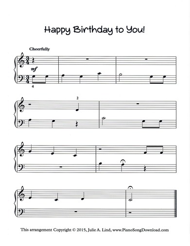 Happy Birthday to You! Free easy piano sheet music