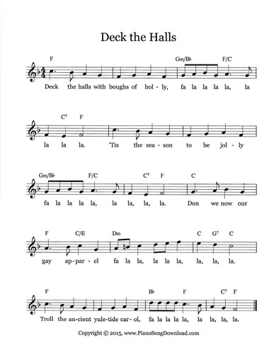 Deck the Halls: Free Lead Sheet with melody lyrics and chords
