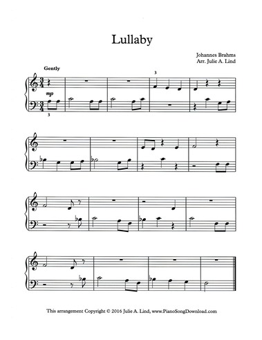 Brahms' Lullaby: free easy piano sheet music