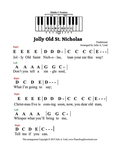 Jolly Old St Nicholas - Free Pre-Staff Christmas Piano ...