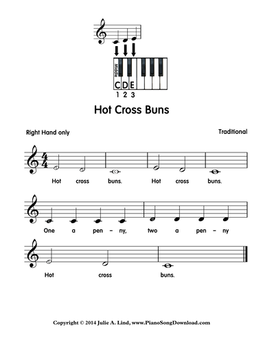 Hot Cross Buns - Right hand only